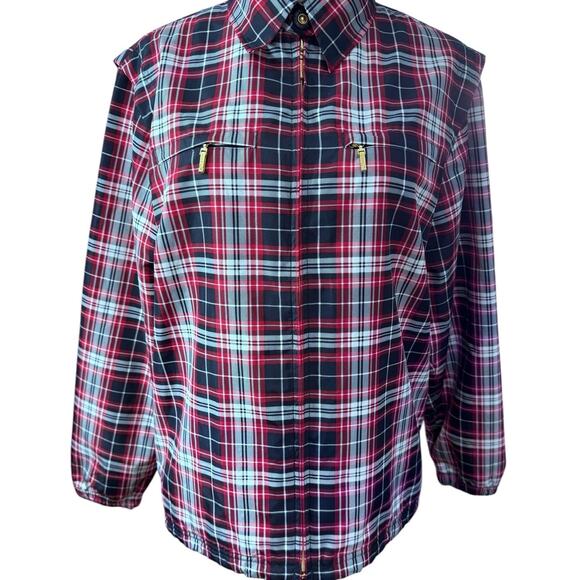 NEW!!"CATALINA" Women's Plaid Zip Up Windbreaker SZ S Boating Nautical Sailing - Picture 1 of 13